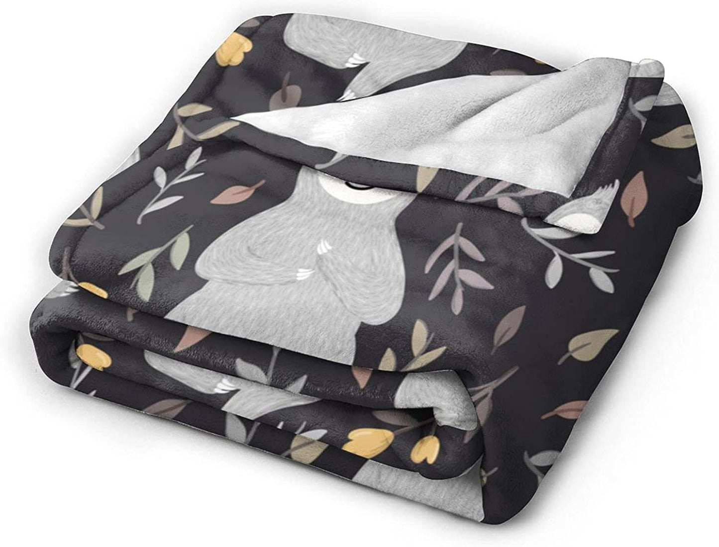 Adorable Sloths Flannel Throw Blanket Seamless Pattern with Cute Baby Sloths Relaxing among Flowers and Leaves Smooth and Soft Cozy Plush Blanket for Kids Adults Four Seasons Blankets 50"X40"