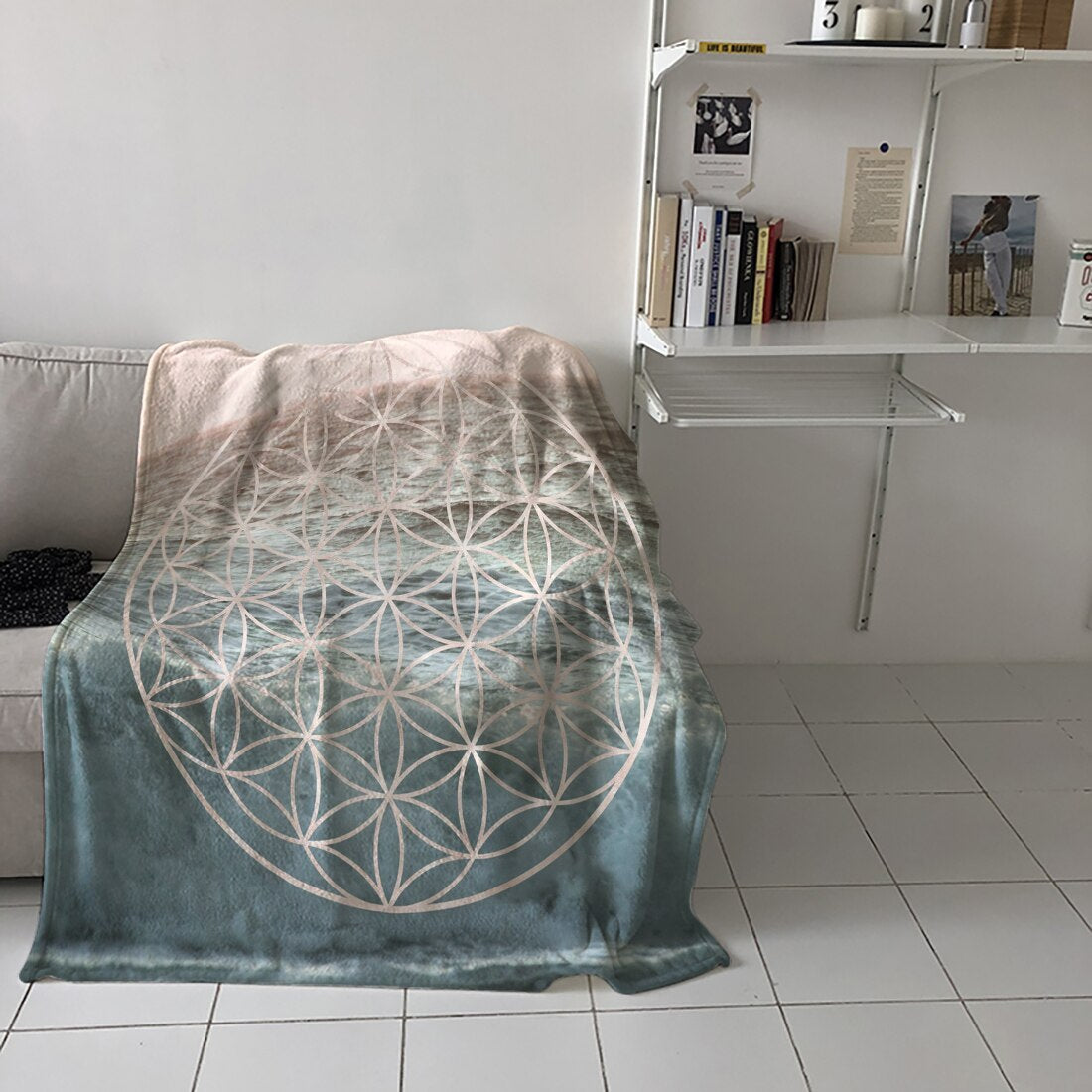 Mandala Flower of Life Sea Throw Blanket Warm Microfiber Blanket Flannel Blanket Bedroom Decor Blankets for Beds