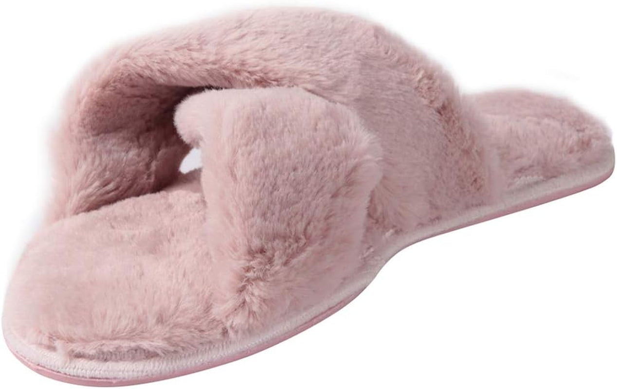 Cozy Slippers Women'S Light House Indoor Slippers Fuzzy Cross/Open Toe Slippers