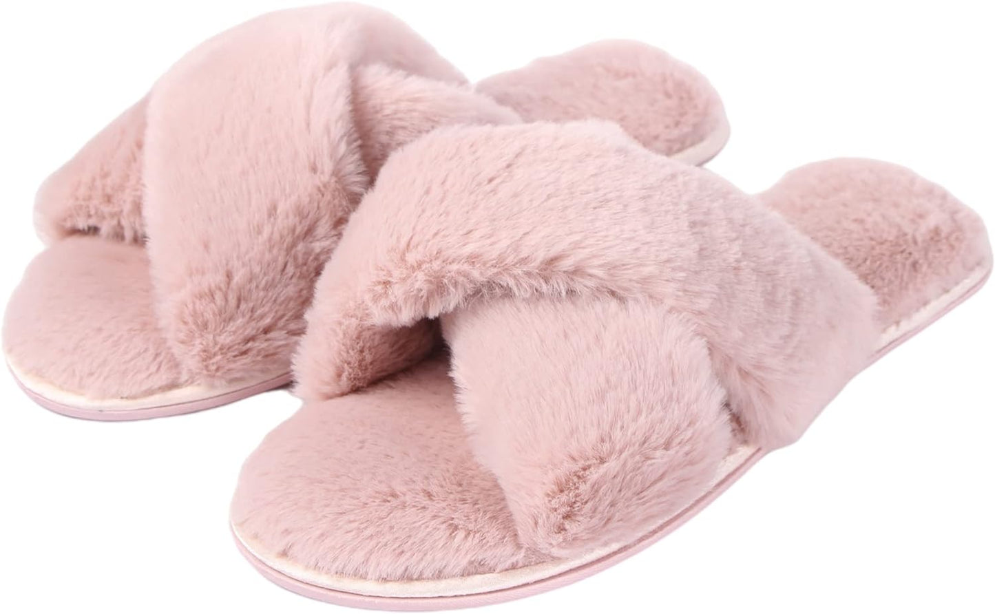 Cozy Slippers Women'S Light House Indoor Slippers Fuzzy Cross/Open Toe Slippers