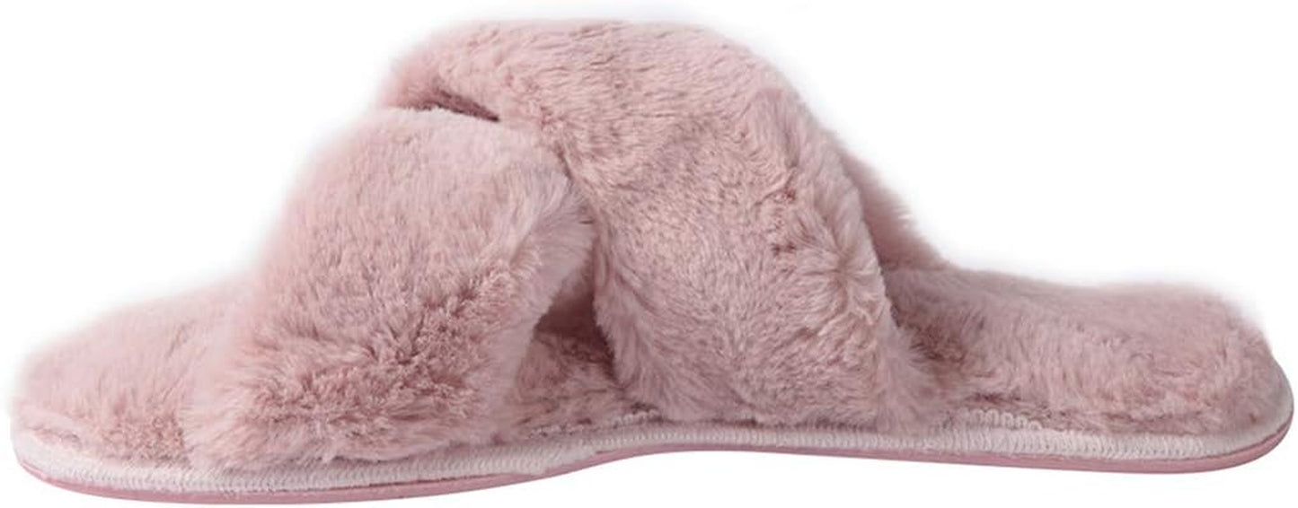 Cozy Slippers Women'S Light House Indoor Slippers Fuzzy Cross/Open Toe Slippers