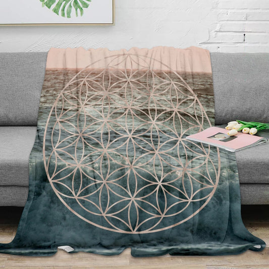 Mandala Flower of Life Sea Throw Blanket Warm Microfiber Blanket Flannel Blanket Bedroom Decor Blankets for Beds