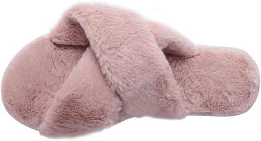 Cozy Slippers Women'S Light House Indoor Slippers Fuzzy Cross/Open Toe Slippers